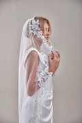 Mantilla Veil with Lace Edge, Floral Veil -D206