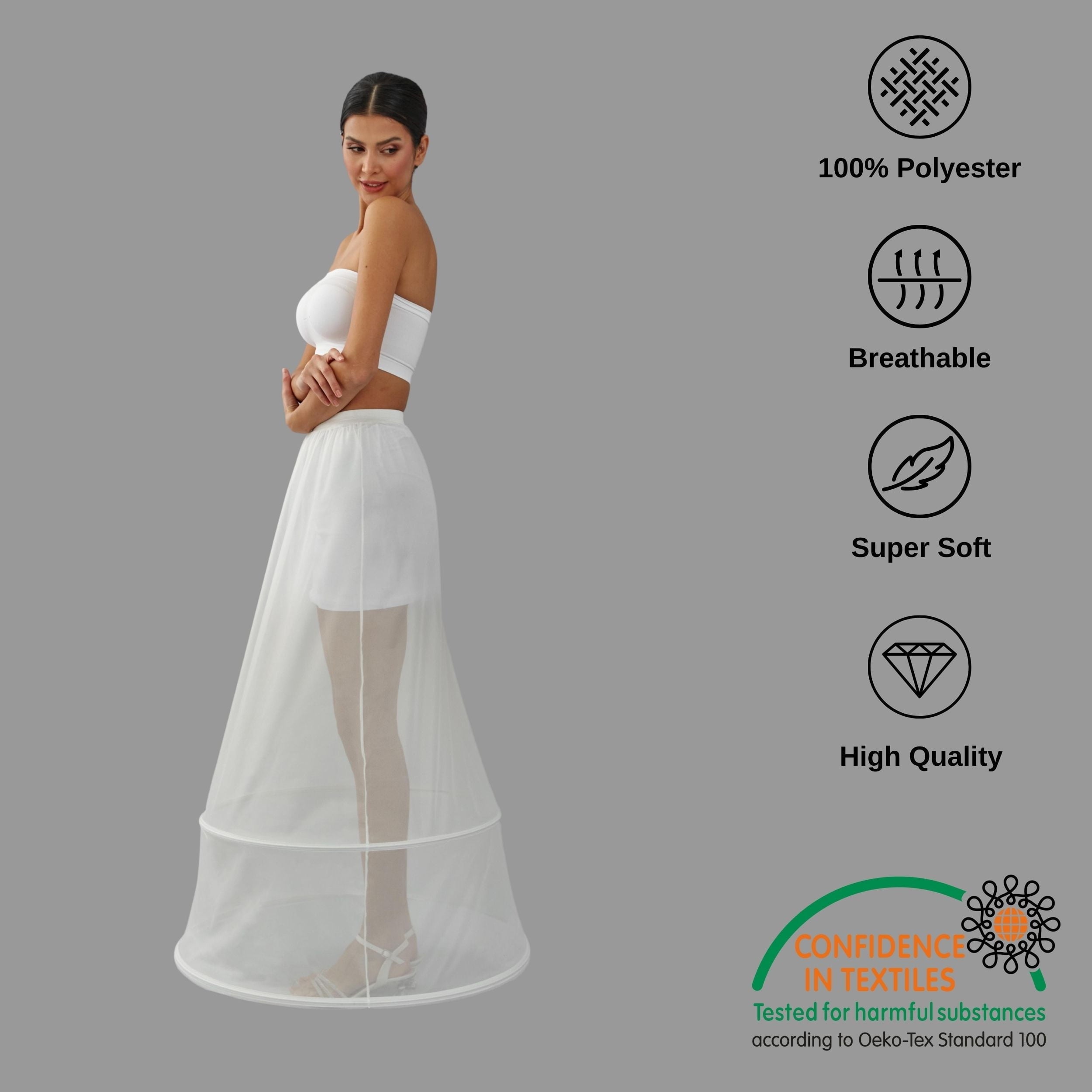 Two  Hoop Skirt , A-line Wedding Dress Underskirt, White Petticoat