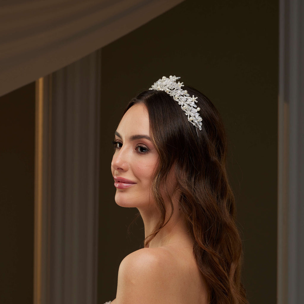 Elegant Crystal & Pearl Tiara