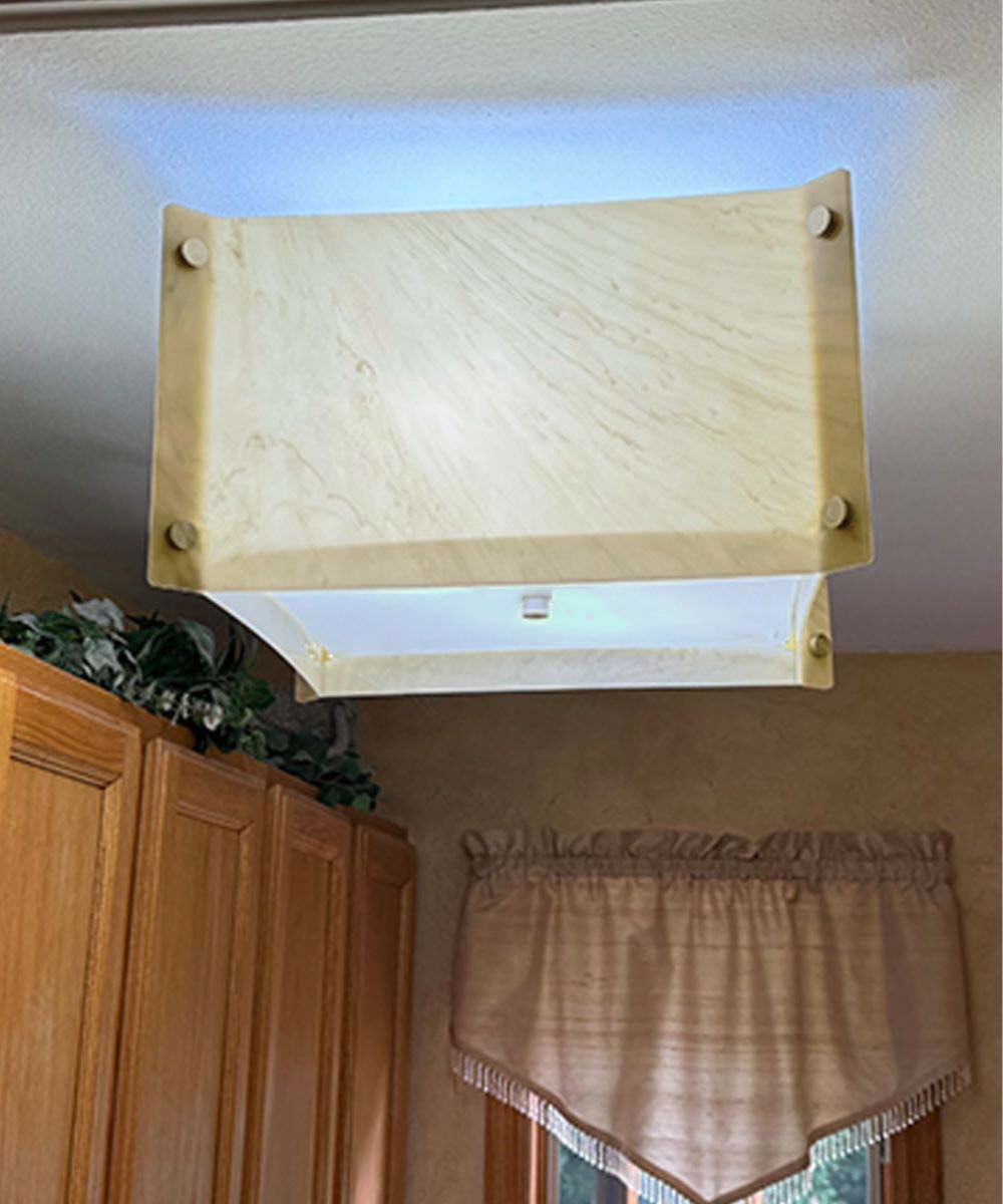 Pop Steady Flush Mount Conversion Kit 16"w Faux Marbled Alabaster Shade