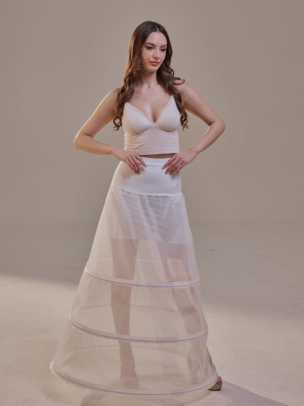 A-Line Wedding Dress Crinoline Skirt , 3 Hoops & Waist Corsage