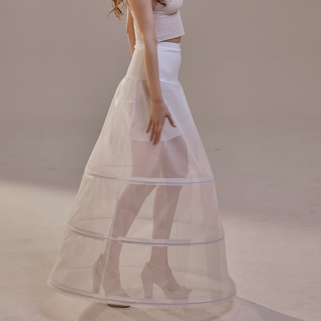 A-Line Wedding Dress Crinoline Skirt , 3 Hoops & Waist Corsage