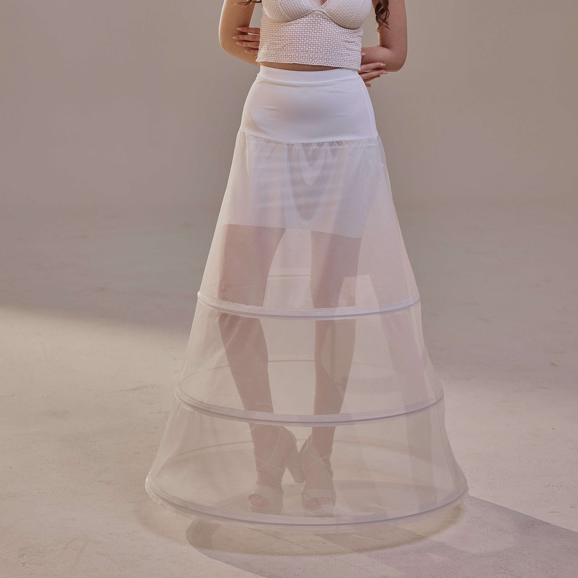 A-Line Wedding Dress Crinoline Skirt , 3 Hoops & Waist Corsage