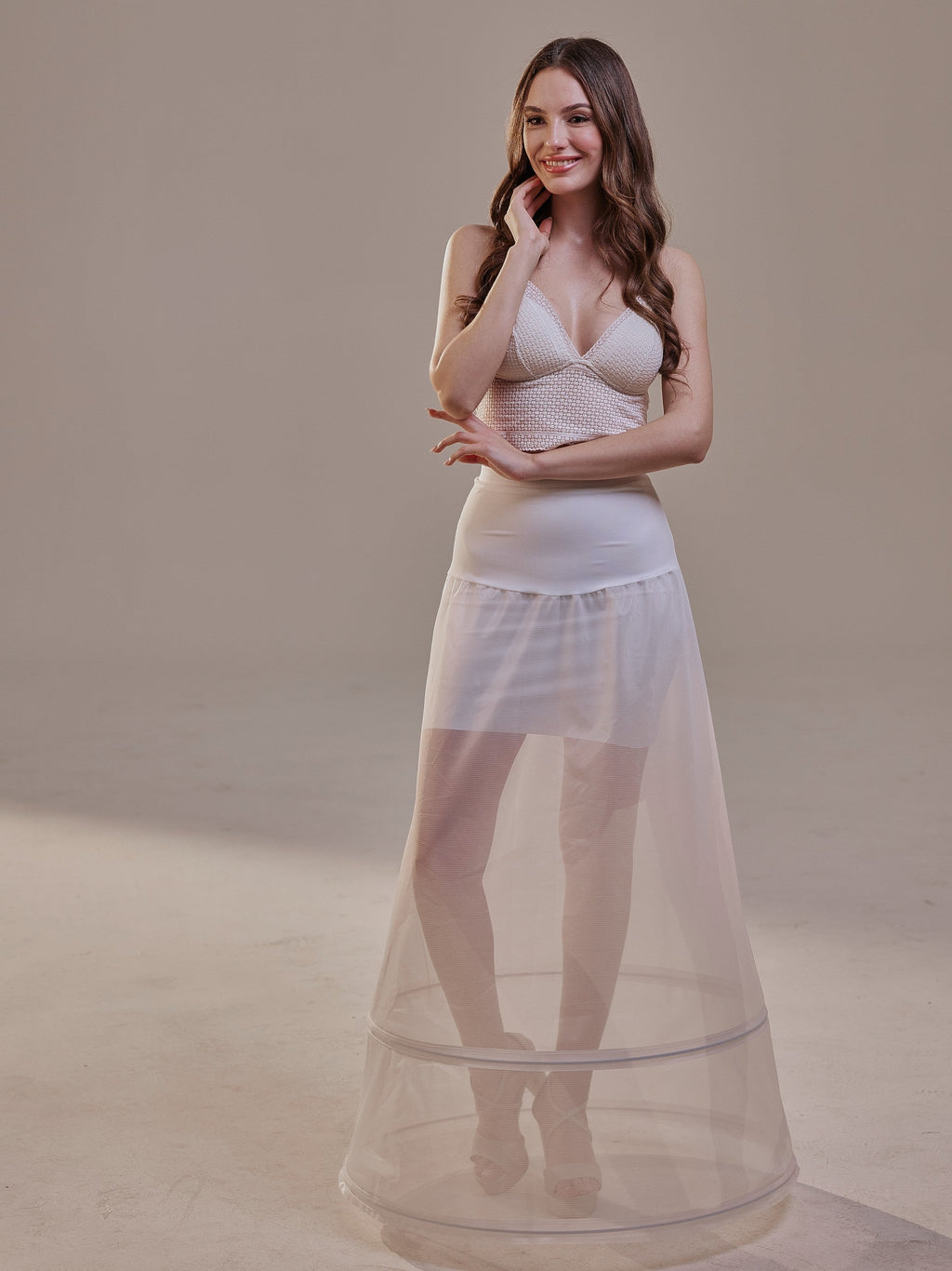 A-Line Wedding Dress Petticoat , Two Hoops Underskirt with Waist Corsage