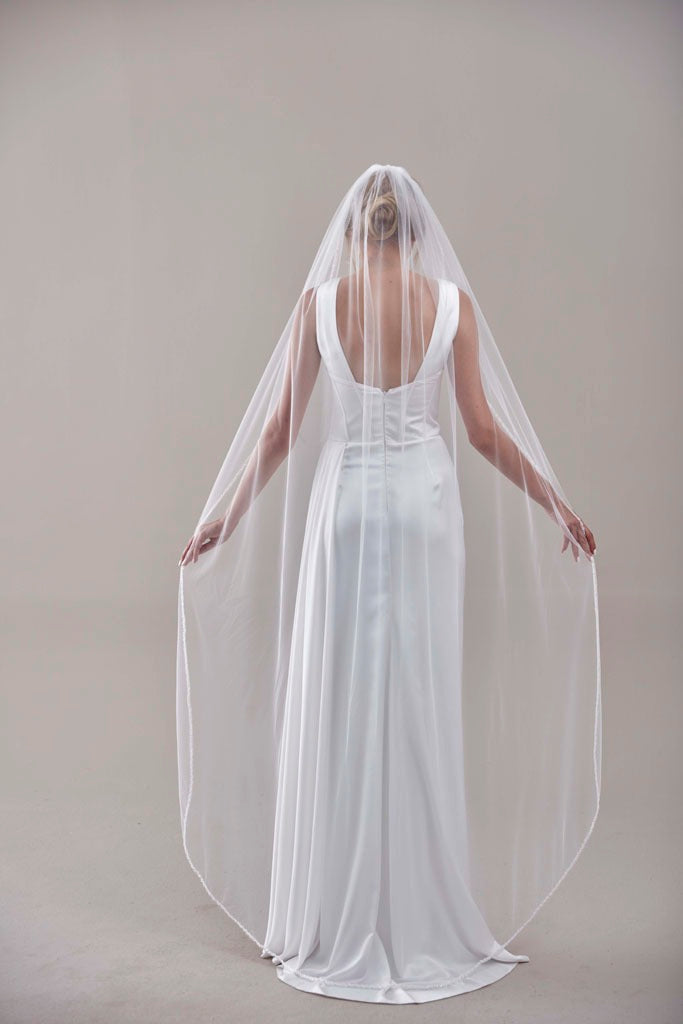Elegant Beaded Wedding  Veil-D205R