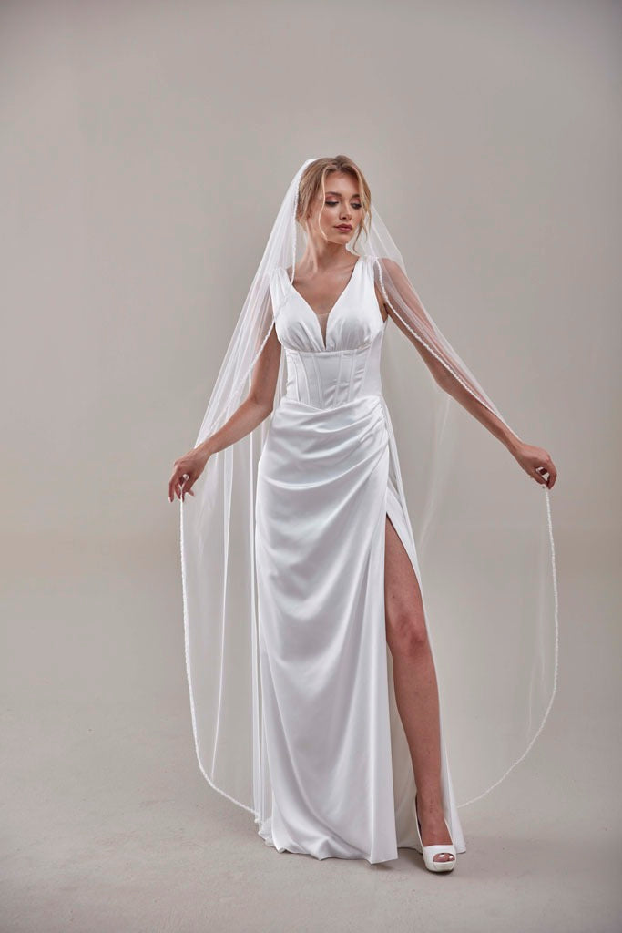 Elegant Beaded Wedding  Veil-D205R
