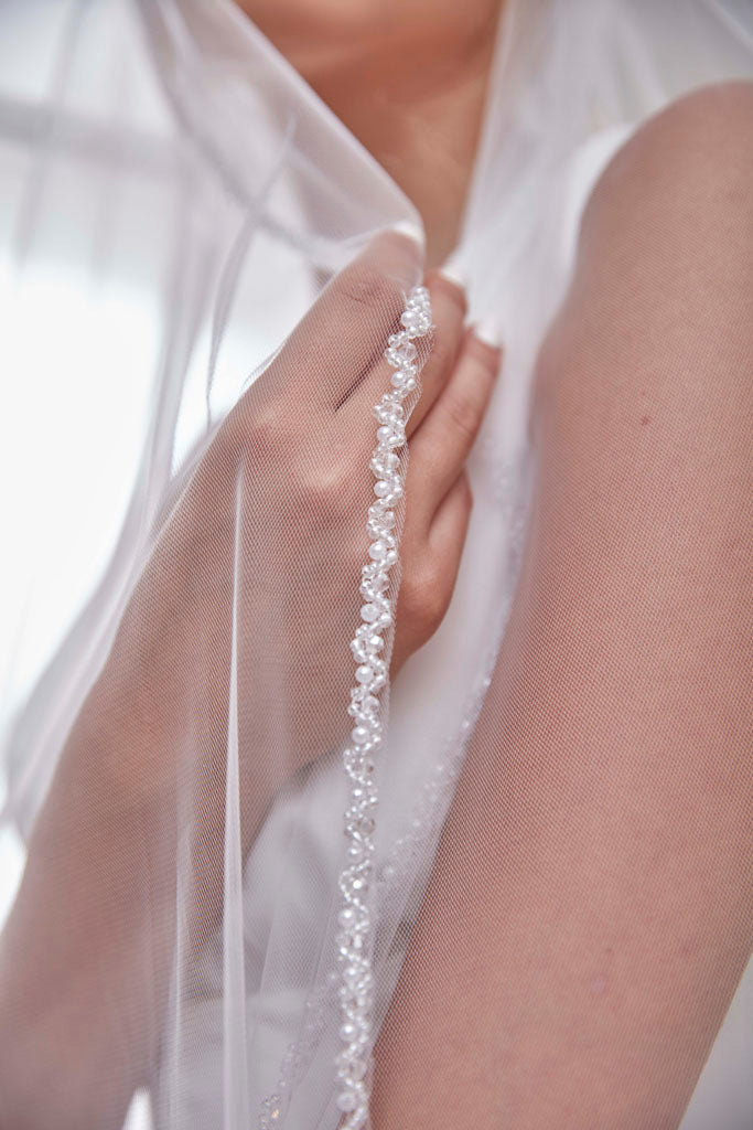 Elegant Beaded Wedding  Veil-D205R