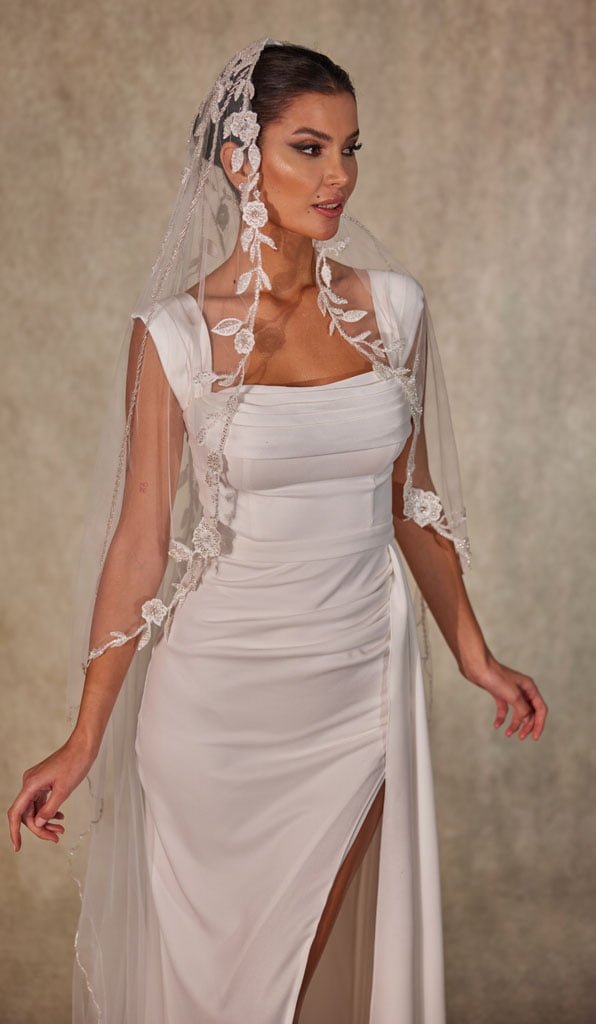 Flower Embroideried Wedding Veil- D230