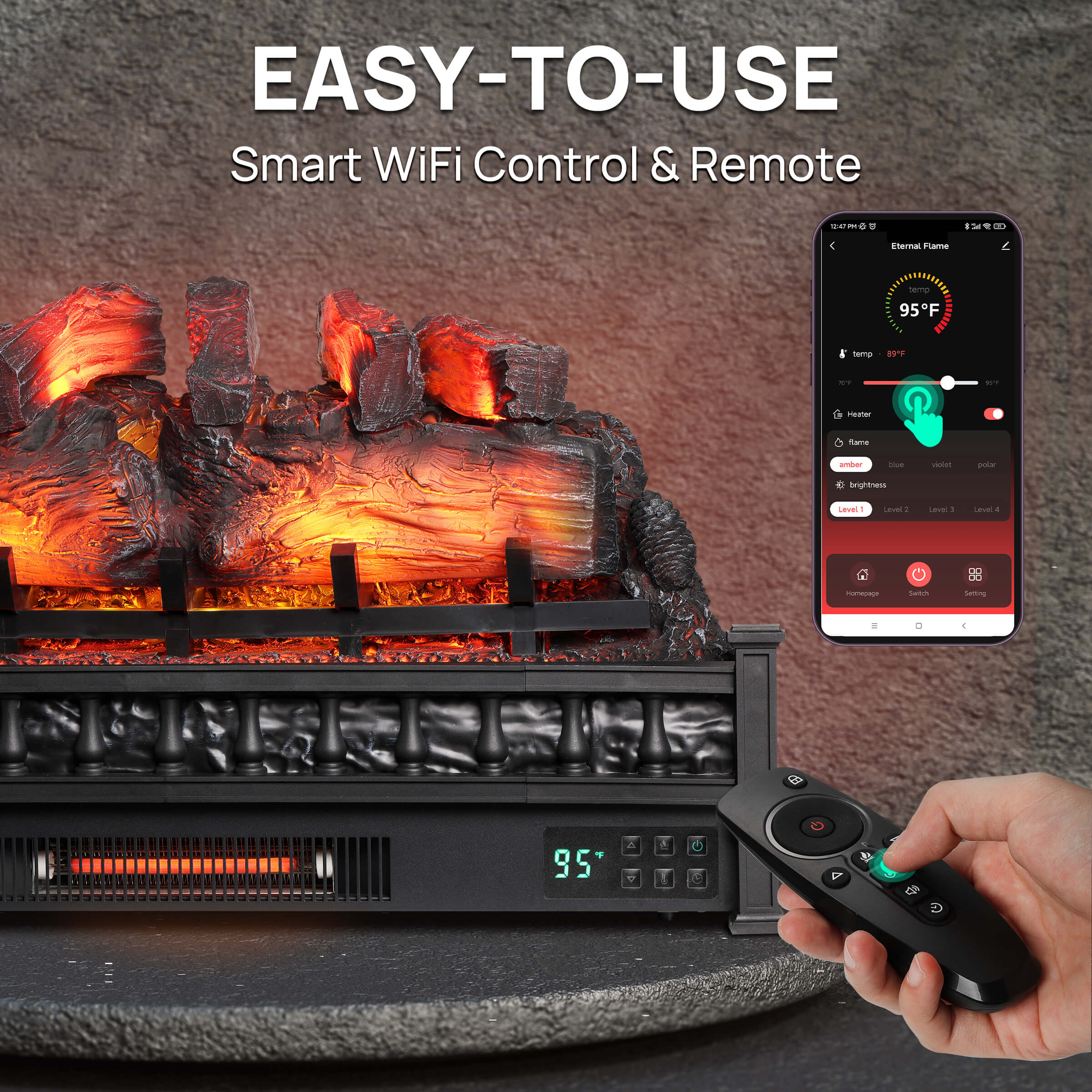 Eternal Flame EF30-PB Electric Fireplace Logs