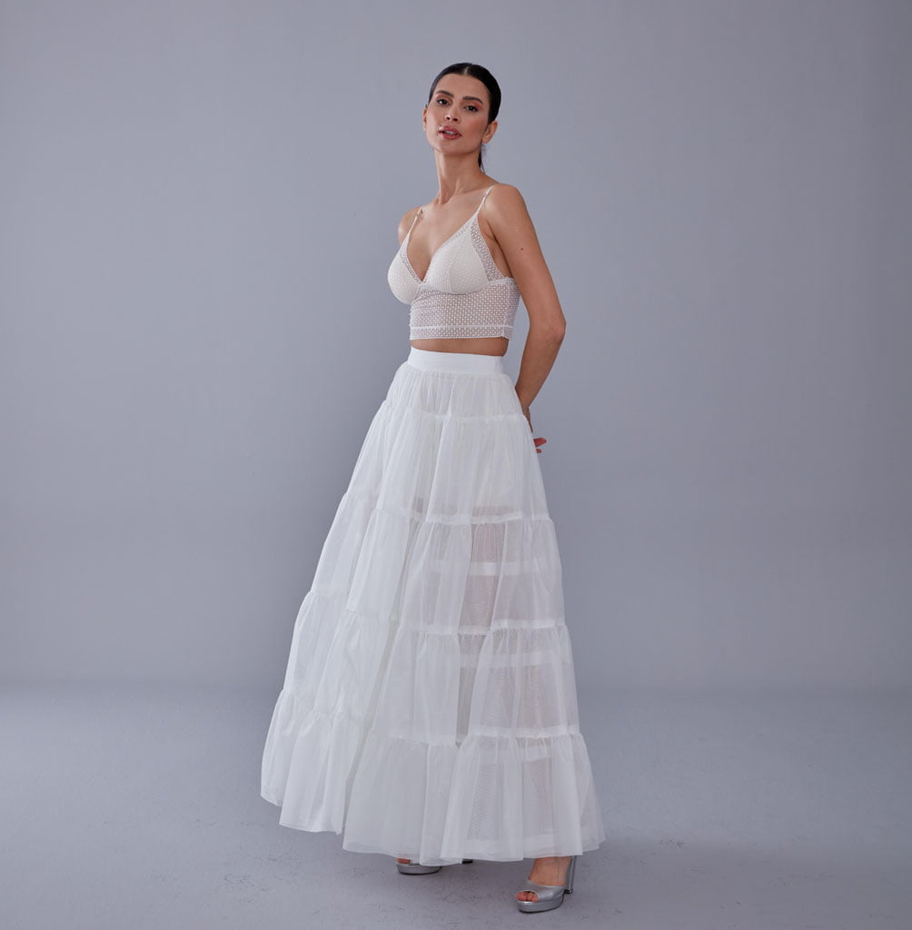 White Petticoat with Elastic Band - Perfect for Parties