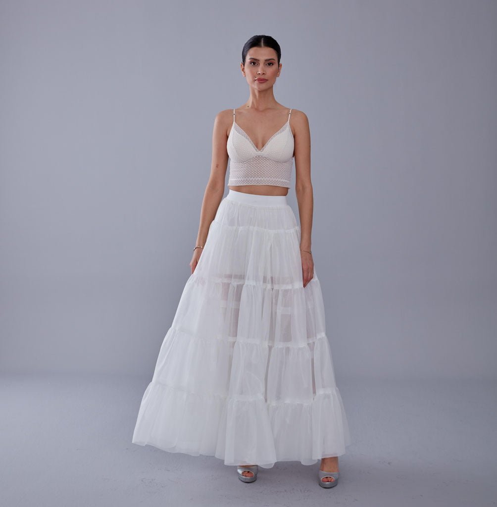 White Petticoat with Elastic Band - Perfect for Parties