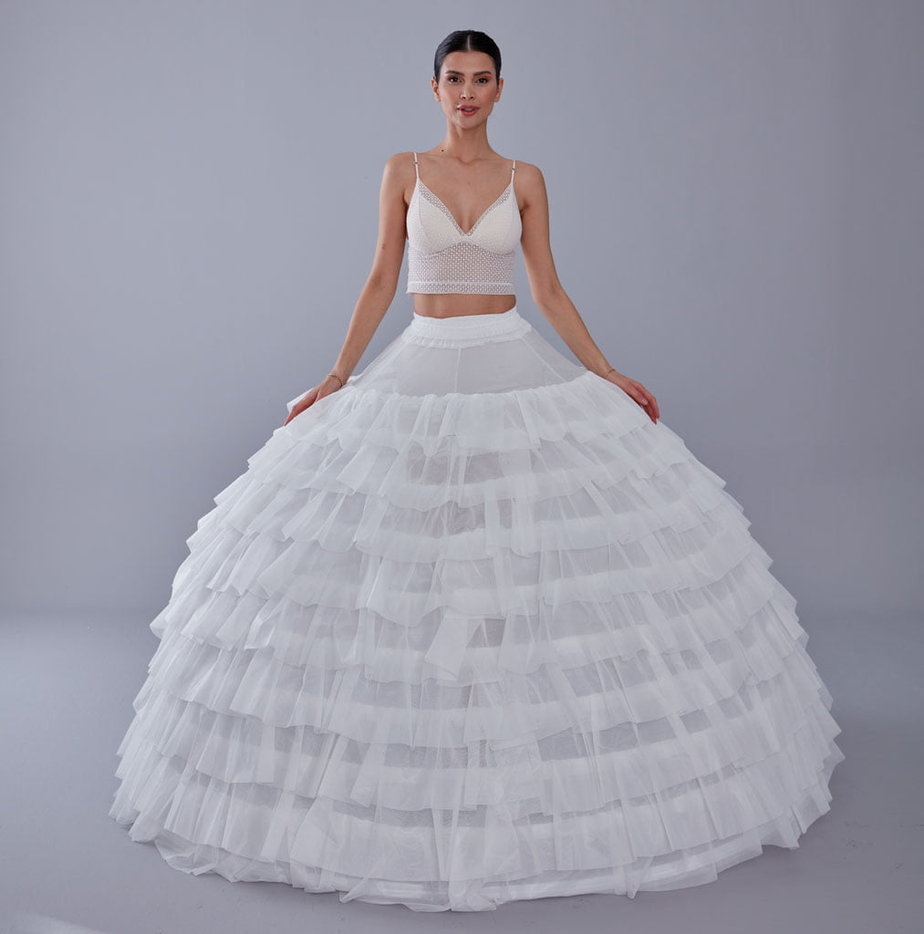 White Petticoat for Wedding Dress, 10 Hoop Bridal Underskirt, Ball Gown Crinoline, Plus Size Petticoat for Prom & Costume