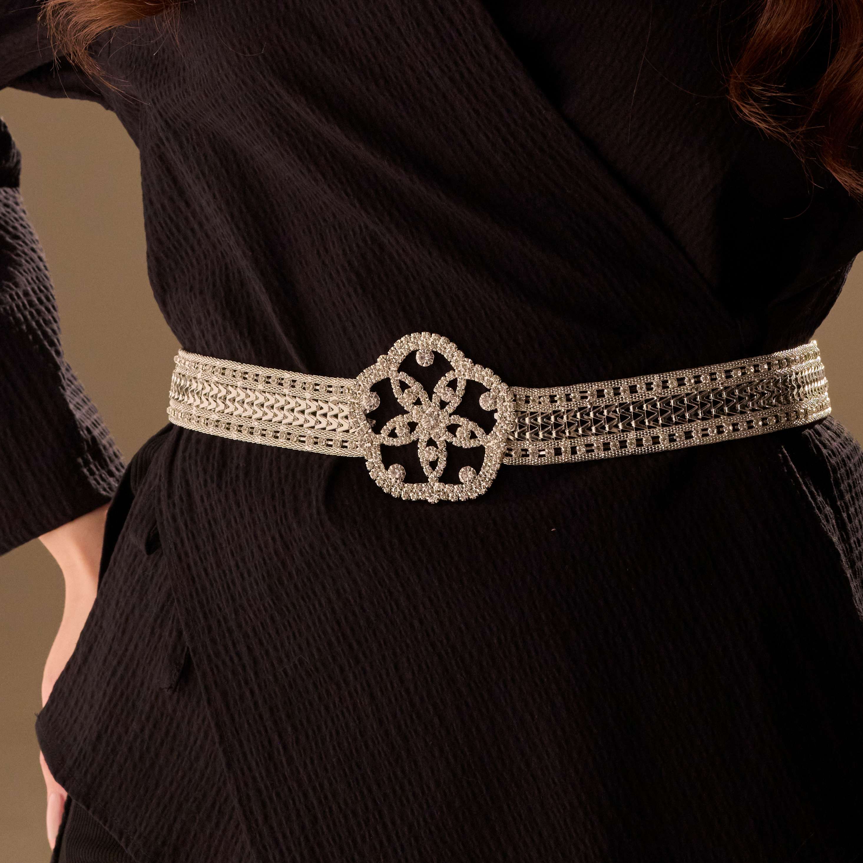 Elegant Silver Flower Belt - Bridal Sash Belt, Jeweled  Belt