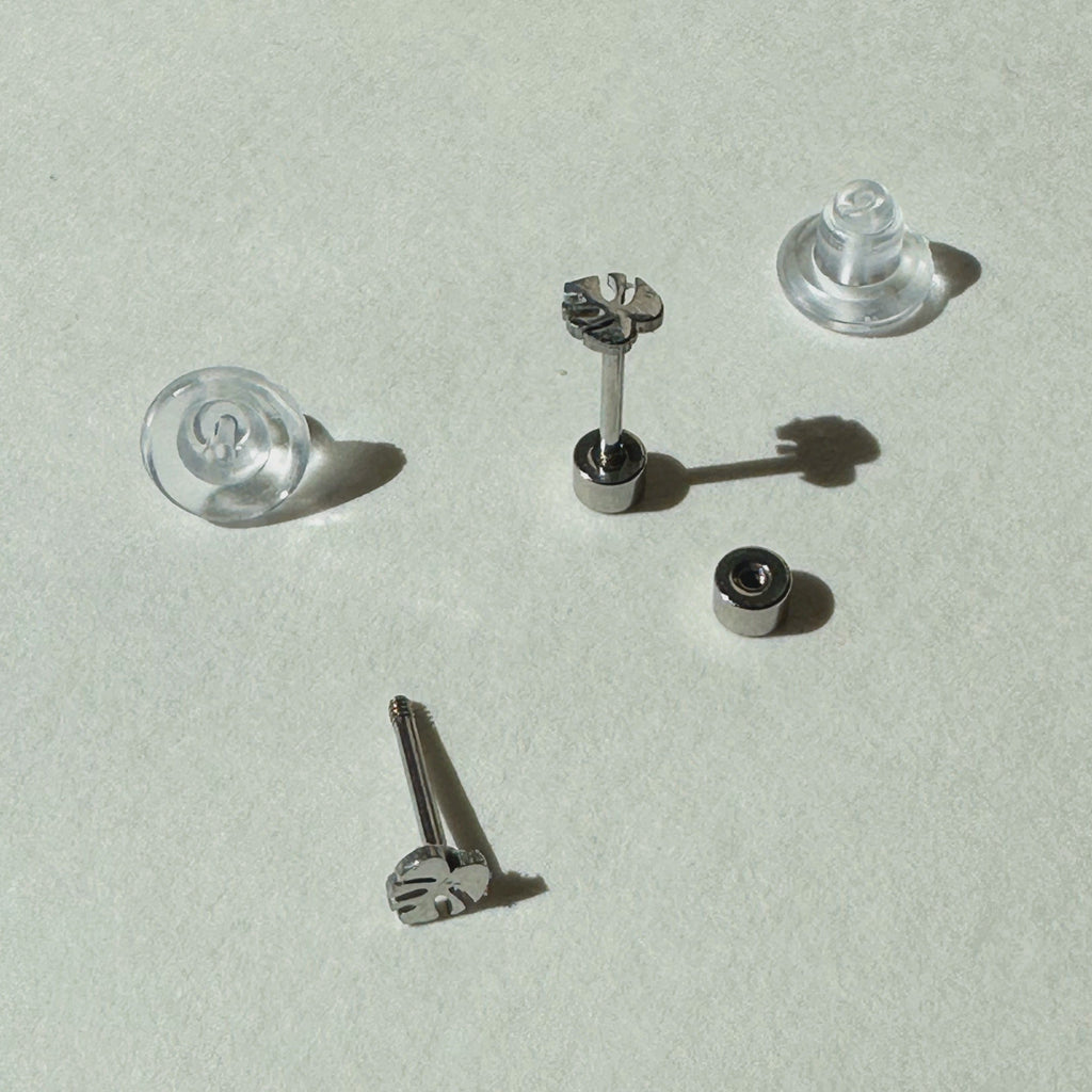 Flat Back- Teeniest Tiniest Monstera Deliciosa Earring Studs