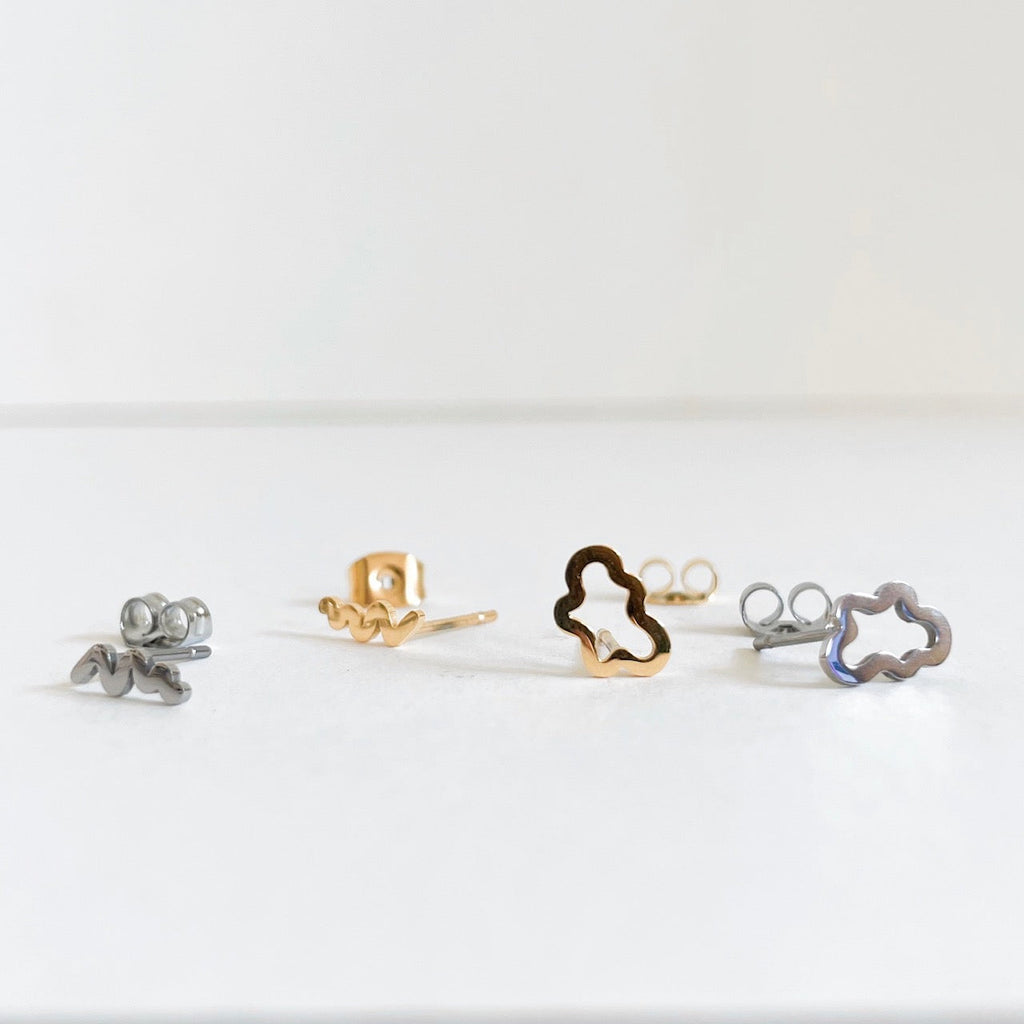 Squiggles & Blobs Metal Stud Earrings