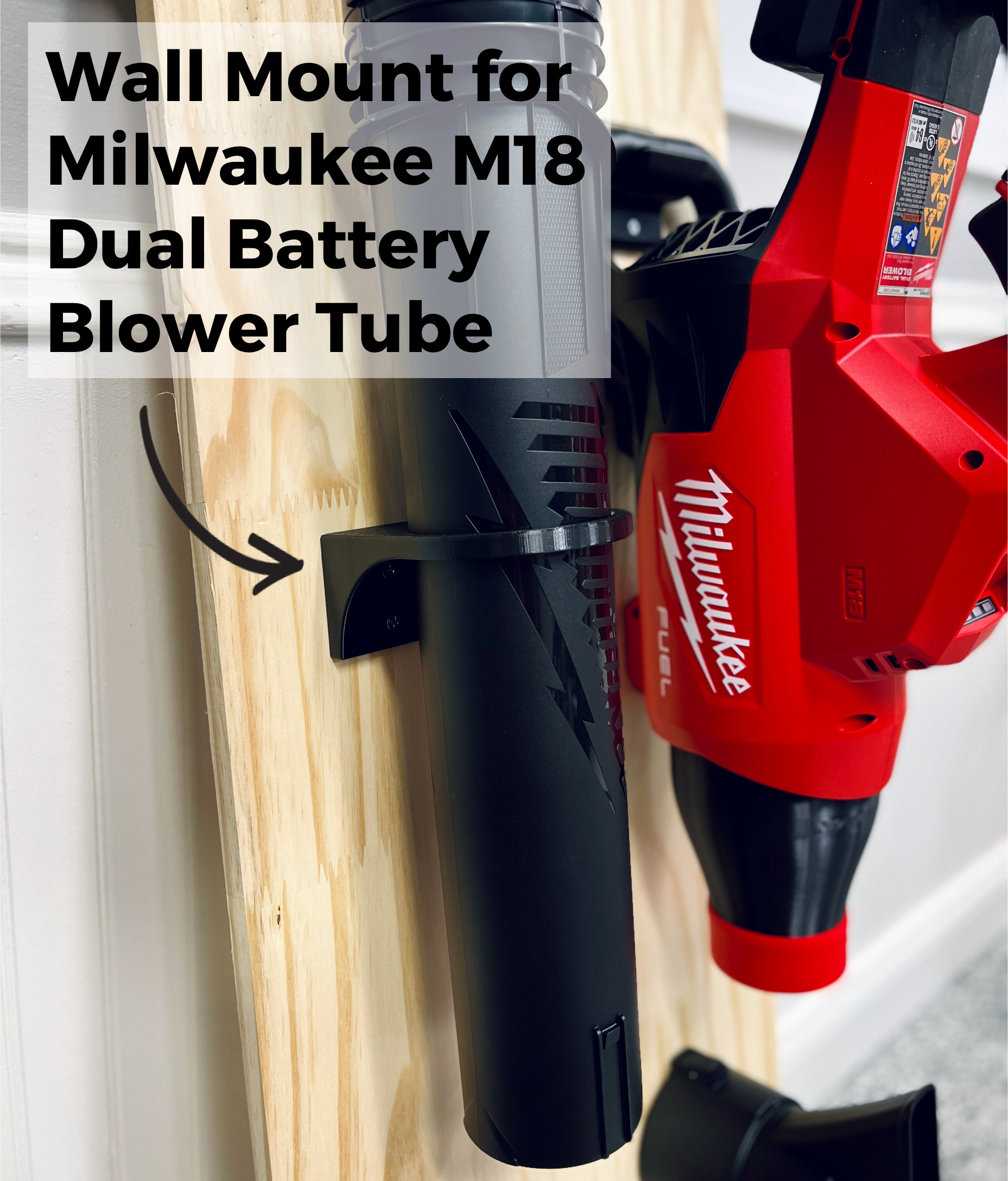 Wall Mount Kit for Milwaukee M18 FUEL Dual Battery Leaf Blower (2824-20)