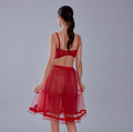 Red Voile Short Petticoat Skirt with Elastic Band - Perfect for Parties