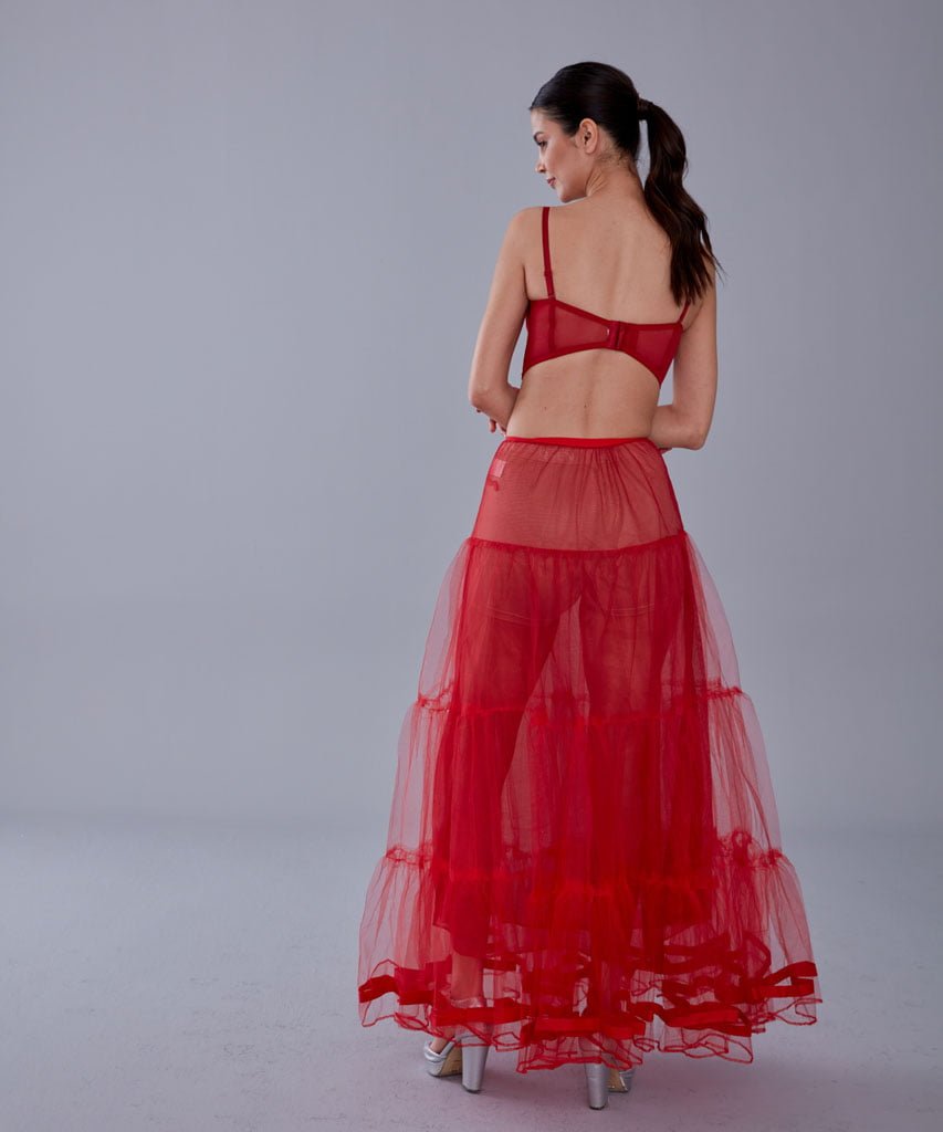 Red Voile Petticoat Skirt  with Elastic Band - Perfect for Parties