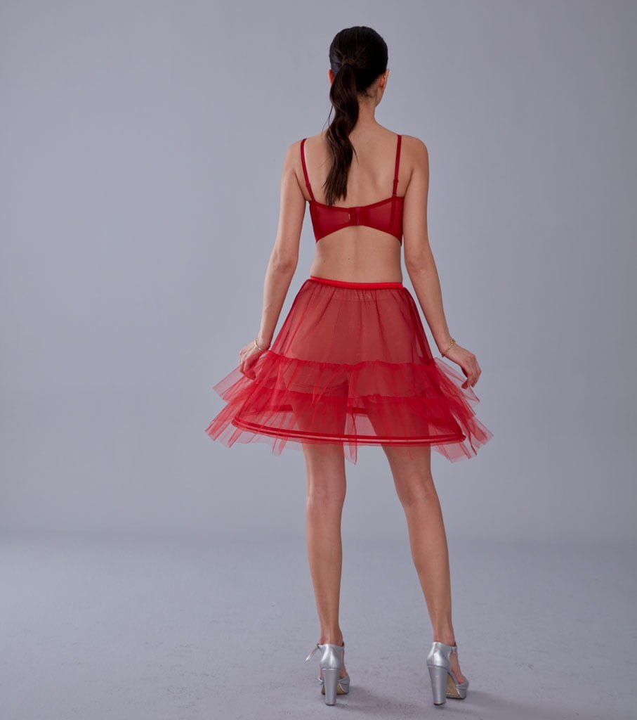 Red Short Hoop Skirt Underskirt  ( Petticoat Skirt )