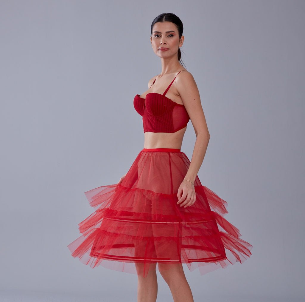 Red Petticoat Skirt , Hoop Skirt