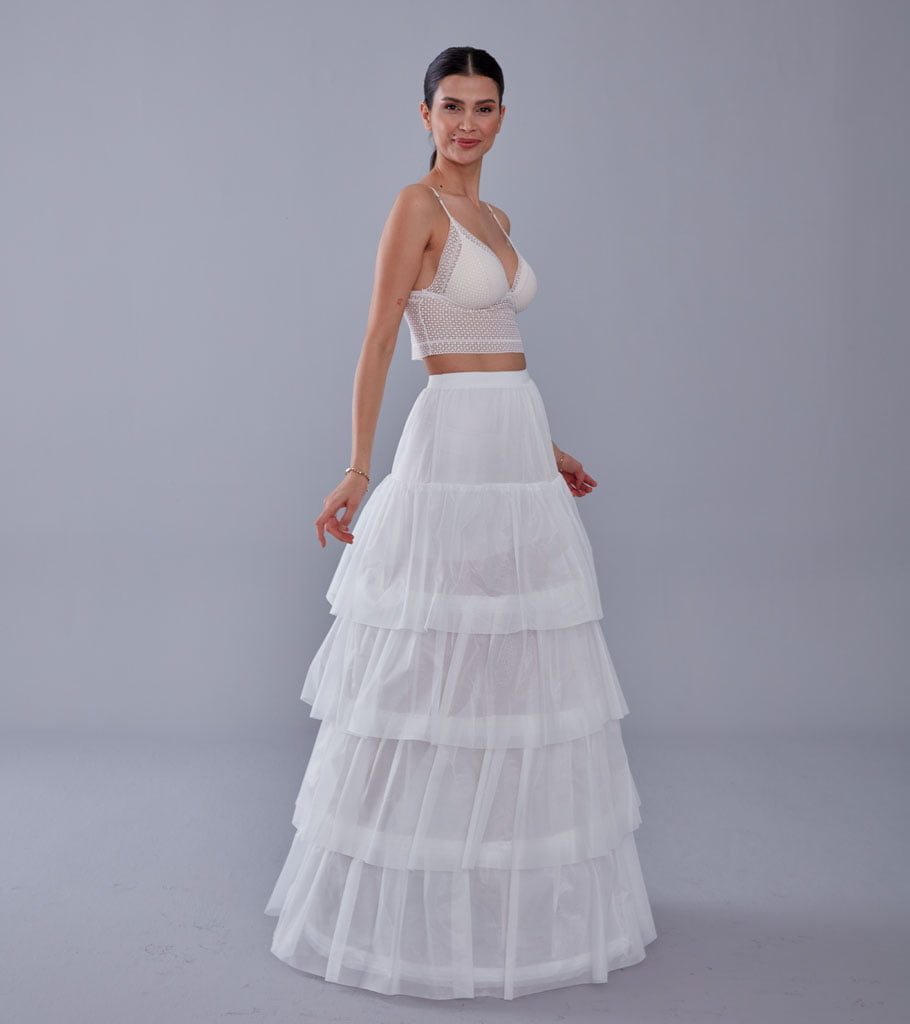 Mermaid Bridal Gown Underskirt, White Petticoat Skirt