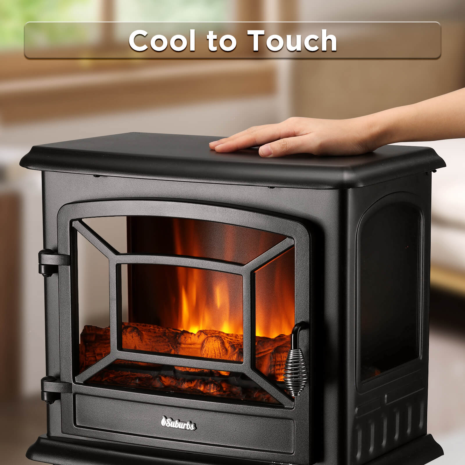 Suburbs TS20-SD Electric Fireplace Stove Heater with Sound