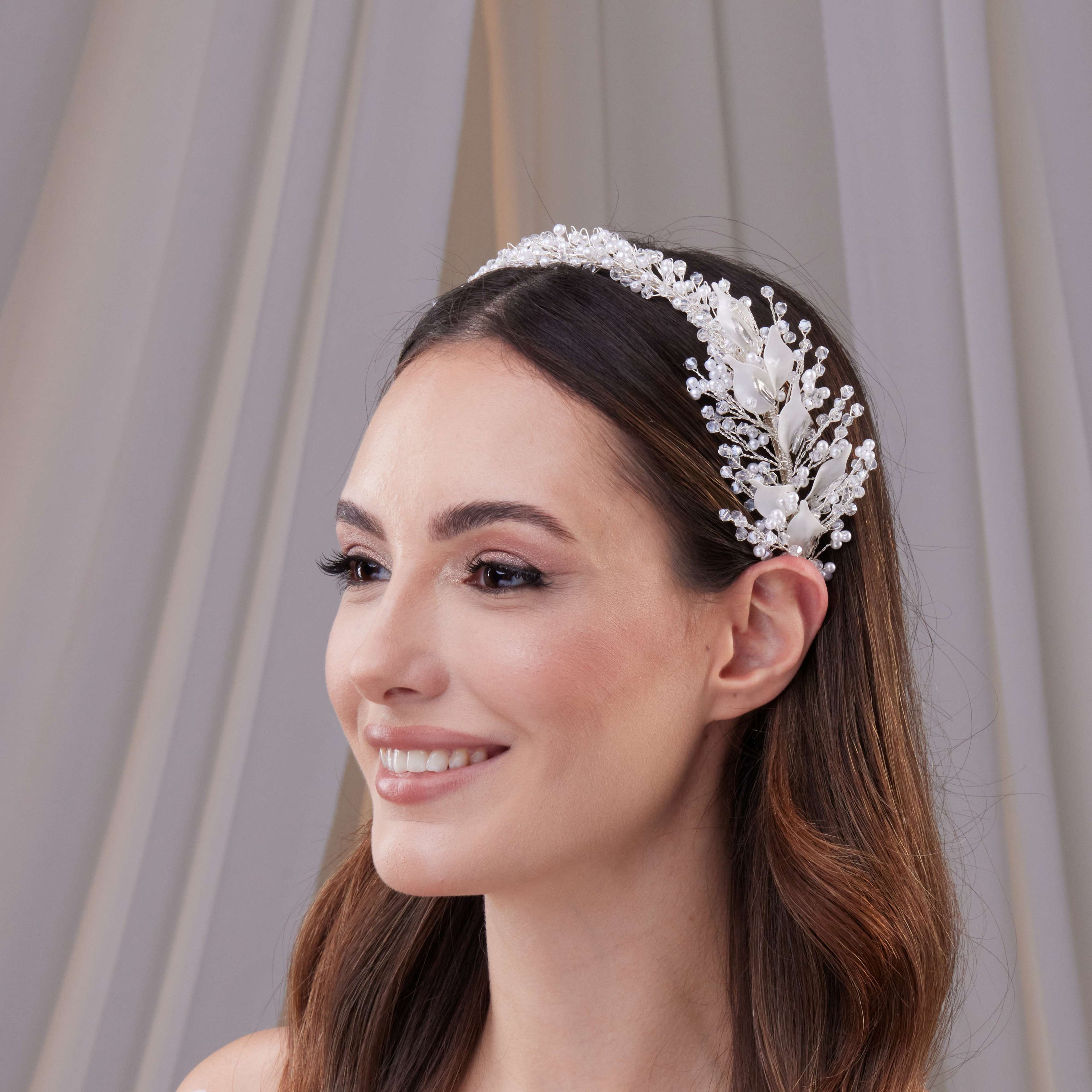 Resin and Crystal Beaded Bridal Hair Band