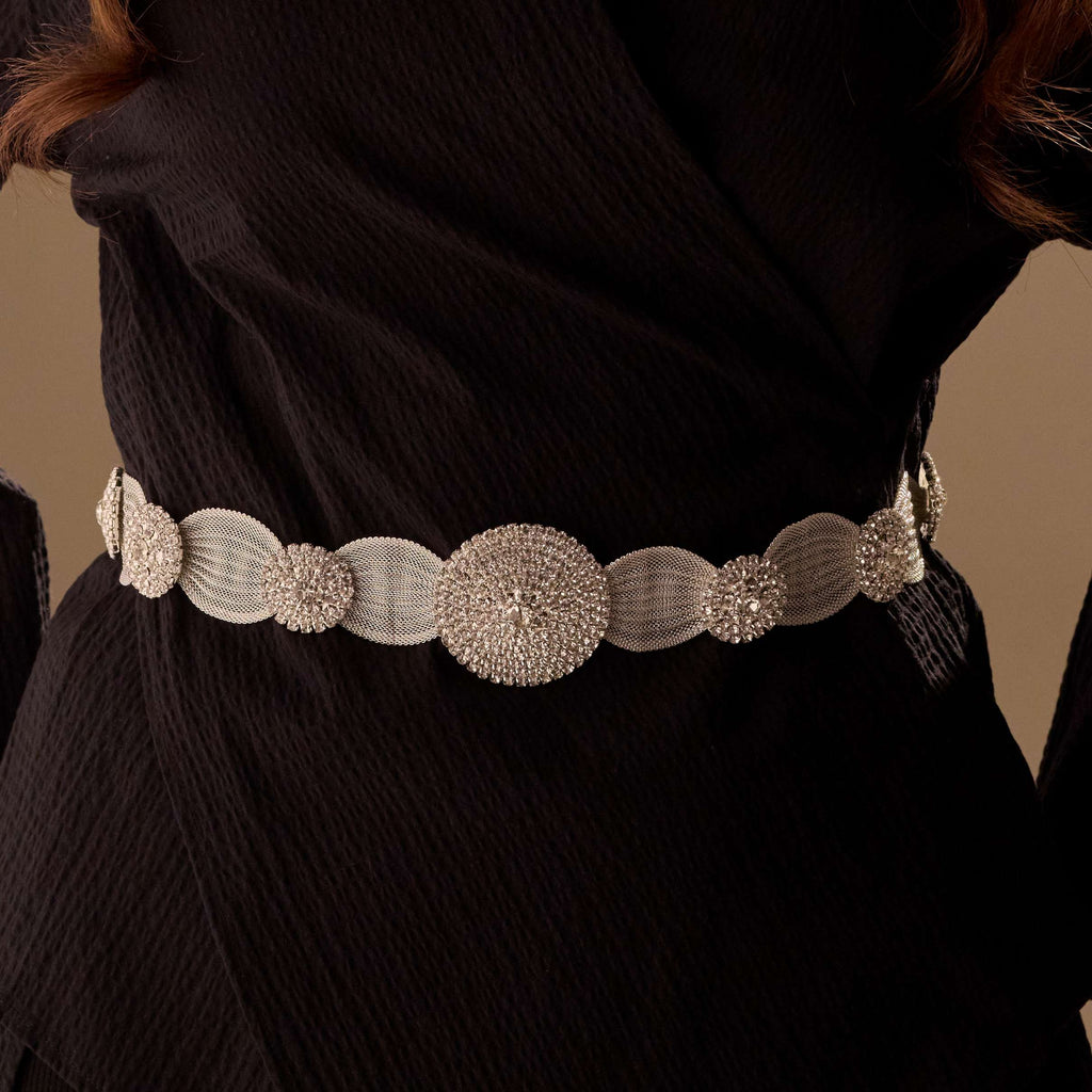 Elegant Silver Belt - Wedding Belt, Bridal Sash Belt, Jeweled  Belt